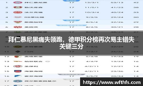 拜仁慕尼黑痛失领跑,德甲积分榜再次易主错失关键三分